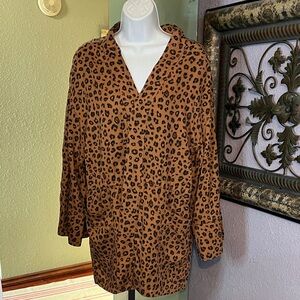 ❇️NWT Dear John Brown Leopard Print Tie Waist Jacket Sz M